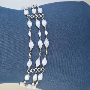 Silver and White Statement 3 Chain Adjustable Belt